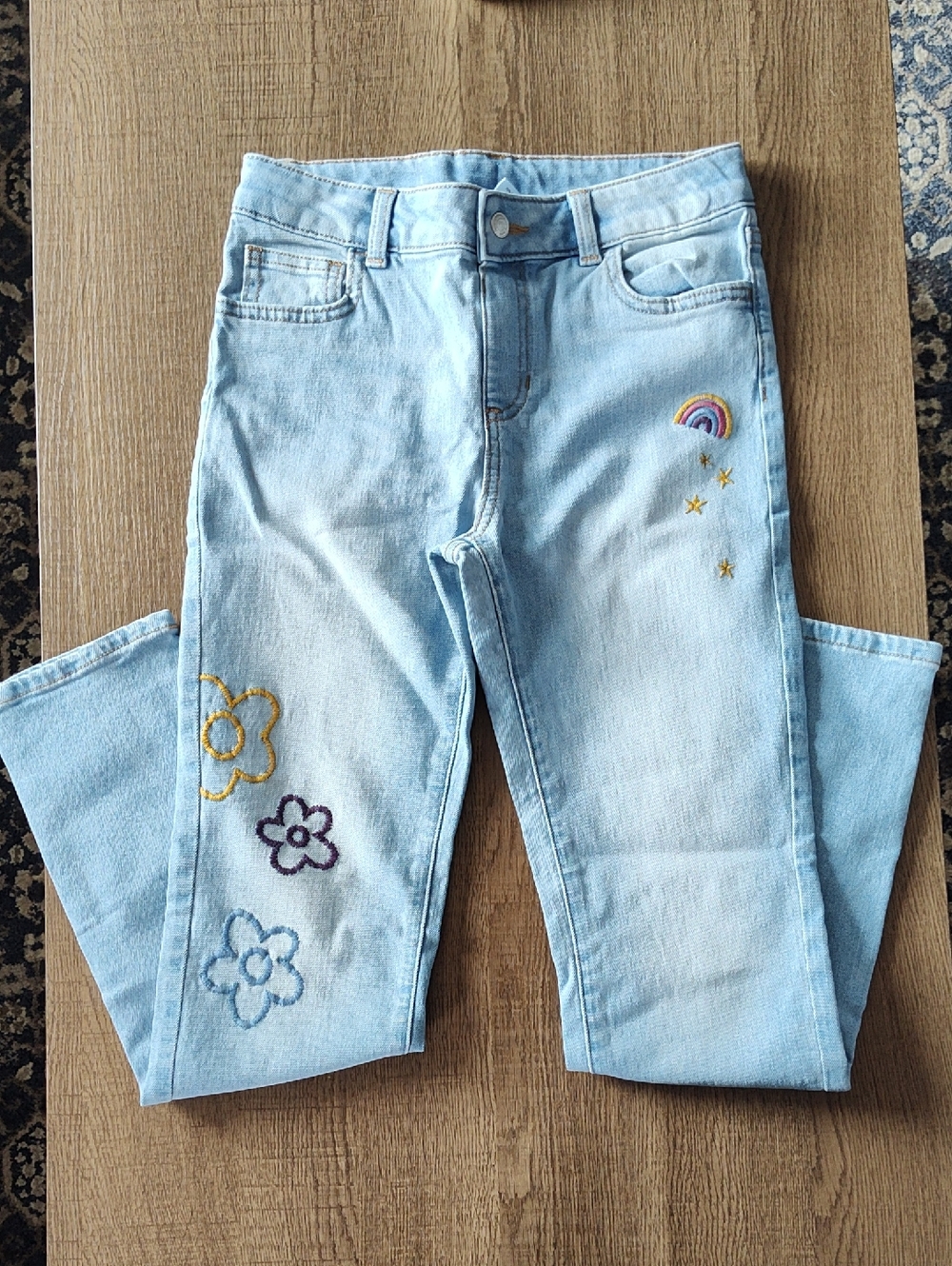 jumping beans Light Blue Girls Denim Jeans with Embroidery, Sz 12